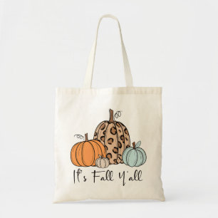Trendy Herfst Pompoen “It’s Fall Y’all” Quote Tote Bag
