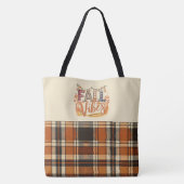 Trendy Herfst Vibes Verbrand Sinaasappel Plaid Pri Draagtas (Achterkant)