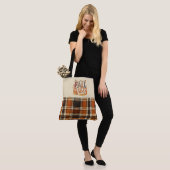 Trendy Herfst Vibes Verbrand Sinaasappel Plaid Pri Draagtas (Op model)