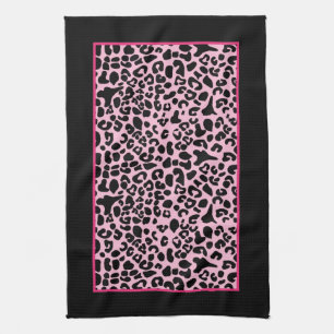 Trendy Hete Roze en Zwarte Moderne Druk van de Theedoek