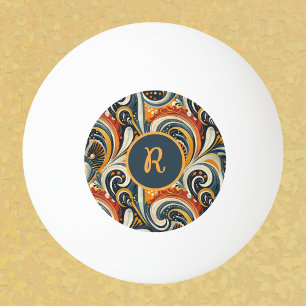 Trendy Hip Retro Oranje Diep Teal Wervelingen Mono Pingpongballen