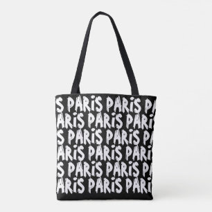 Trendy hipter parijs canvas tas   Zwart-Wit