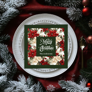 Trendy Holiday servetten Custom Name Poinsettia