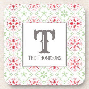 Trendy Holiday Snowflakes kerstmonogram Bier Onderzetter