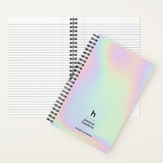 Trendy holografisch iriserend modern monogram notitieboek (Binnen)
