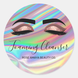 Trendy Holografische Glam Lash Shampoo Reiniger Ronde Sticker