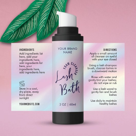 Trendy Holografische Lash Bath Bottle Wrapper Labe Rechthoekige Sticker