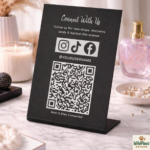 Trendy Holografische QR-code Neem contact met on Reclamebord Met Voetstuk