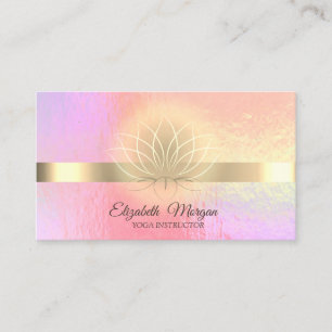 Trendy Holographic, Gold, Lotus Yoga Instructor Visitekaartje