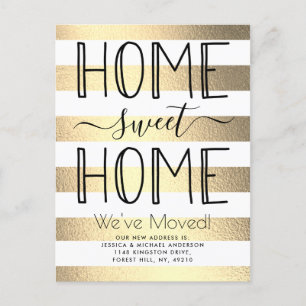 Trendy Home Sweet Home Gold Foil Typography Moving Aankondigingskaart