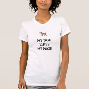 Trendy hondenstrip en kalligrafie t-shirt