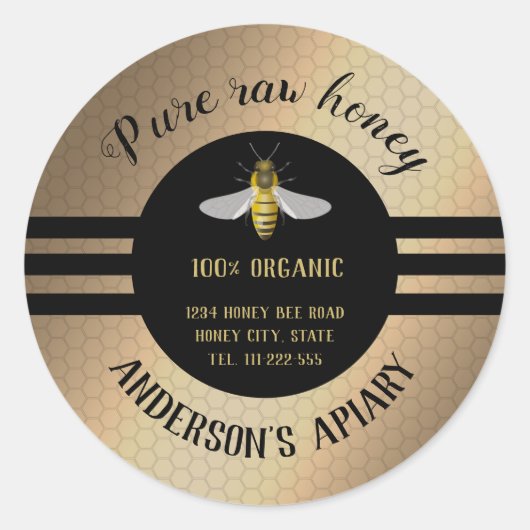  trendy honey jar bee apiary ronde sticker (Voorkant)