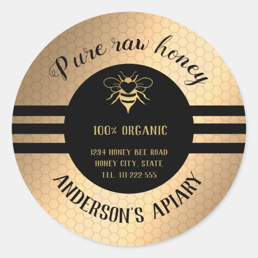  trendy honey jar bee apiary round ronde sticker (Voorkant)