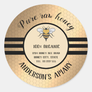  trendy honey jar bee apiary round ronde sticker