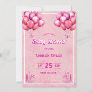 Trendy Hot Pink Barbiedoll Baby shower Kaart