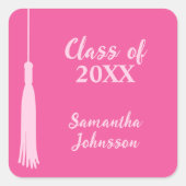 Trendy Hot Pink Chic Afstudeerder Tassel Afstudere Vierkante Sticker (Voorkant)
