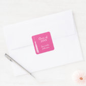 Trendy Hot Pink Chic Afstudeerder Tassel Afstudere Vierkante Sticker (Envelop)