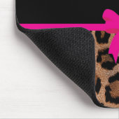 Trendy Hot Pink en Black Leopard Bow Muismat (Hoek)