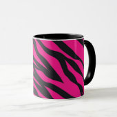 Trendy Hot Pink Fuchsia Black Zebra Stripes Print Mok (Voorkant rechts)