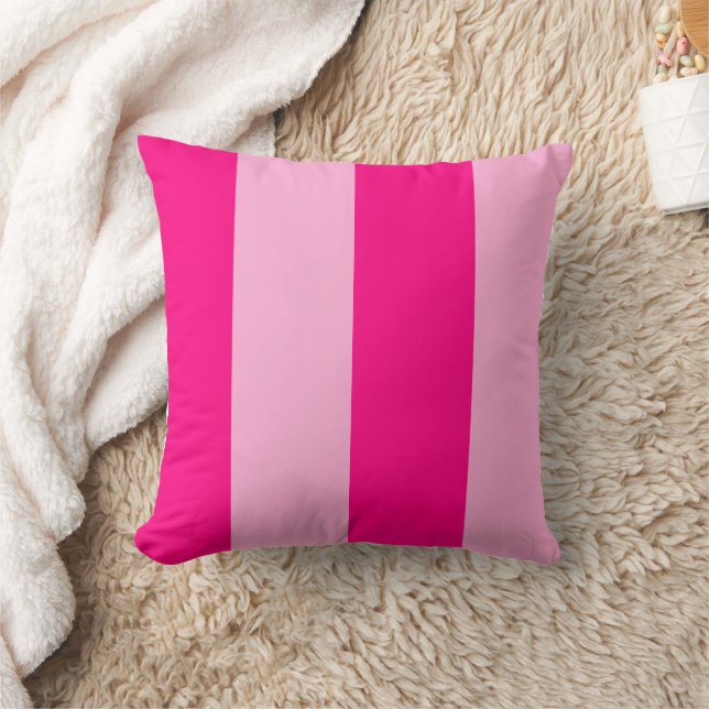 Trendy Hot Pink Geometric Stripe Kussen (Deken)