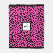 Trendy Hot Pink Leopard Animal Print Monogram Fleece Deken (Voorkant)