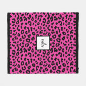 Trendy Hot Pink Leopard Animal Print Monogram Fleece Deken (Voorkant (Horizontaal))