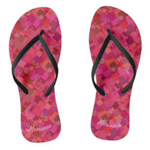 Trendy Hot Pink Retro Patroon Teenslippers