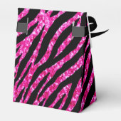 Trendy Hot Pink Zebra Print Glitz Glitter Sparkles Bedankdoosjes (Achterkant)