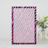 Trendy Hot Pink Zebra Print Glitz Glitter Sparkles Briefpapier (Staand voorkant)