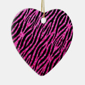 Trendy Hot Pink Zebra Print Glitz Glitter Sparkles Keramisch Ornament (Rechts)