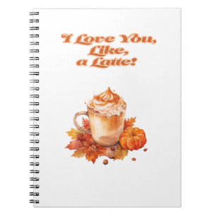 Trendy "I love you, like, a latte" Notitieboek