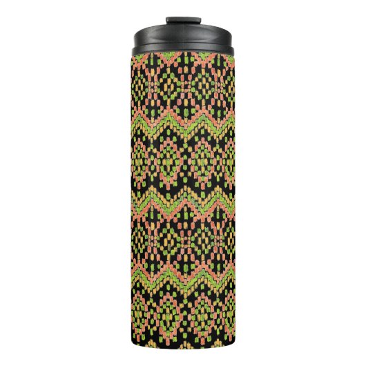 Trendy Ikat Ethnic Pattern on Black om aan te pass Thermosbeker (Voorkant)