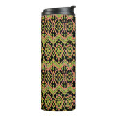 Trendy Ikat Ethnic Pattern on Black om aan te pass Thermosbeker (Gedraaid links)