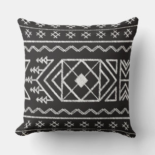 Trendy Ikat patroon Black Geometric Tribal Kussen