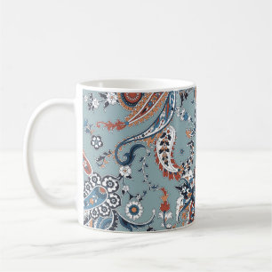 Trendy Indiase paisley: naadloze achtergrond. Koffiemok
