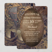 Trendy Industrial Steampunk Party Invitation Kaart (Voorkant / Achterkant)