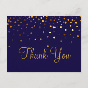 Trendy Inexpensiv Gold Glitter Blue Hartelijk dank Briefkaart