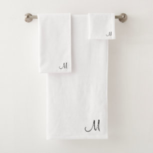 Trendy Initiaal Monogram Zwart Wit Typografie Bad Handdoek