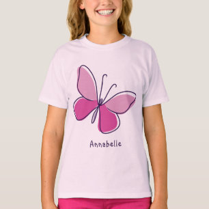 Trendy Insect Vlinder in Roze en Naam T-shirt