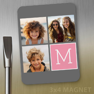 Trendy Instagram Fotocollage Aangepast Initiaal Magneet