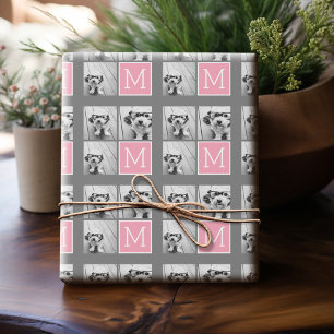 Trendy Instagram Photo Collage Custom Monogram Cadeaupapier