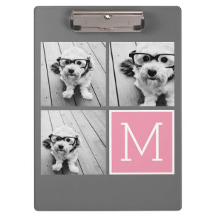 Trendy Instagram Photo Collage Custom Monogram Klembord