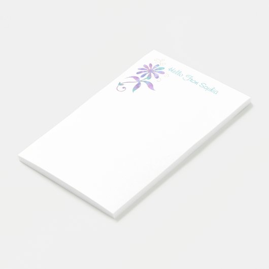 Trendy Iridescent Flower, DIY Name/Message Post-it® Notes (Schuin)