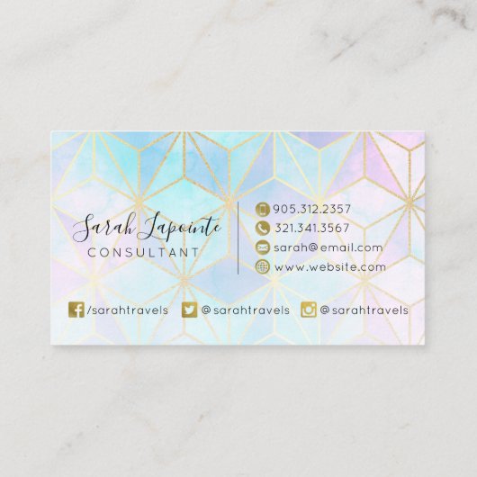 Trendy Iridescent & Pastel Geometric Design Visitekaartje (Achterkant)