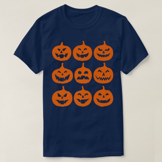 Trendy Jack O Lantern Halloween Grid T-shirt (Design voorkant)