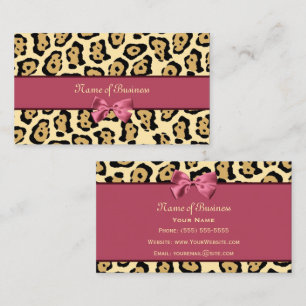 Trendy Jaguarprint Met Roze Lint Zakelijke Naam Visitekaartje