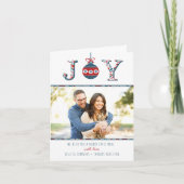 Trendy "Joy" Boho Bauble Fotokerst Feestdagen Kaart (Voorkant)