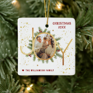 Trendy Joy Dennentakken Krans Kerst Foto Keramisch Ornament
