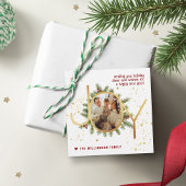 Trendy Joy Pine Boughs Wreath Christmas Photo Bedankjes Labels