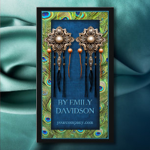 Trendy Juweel Oorbel Display Pauw Veren Blauw Visitekaartje